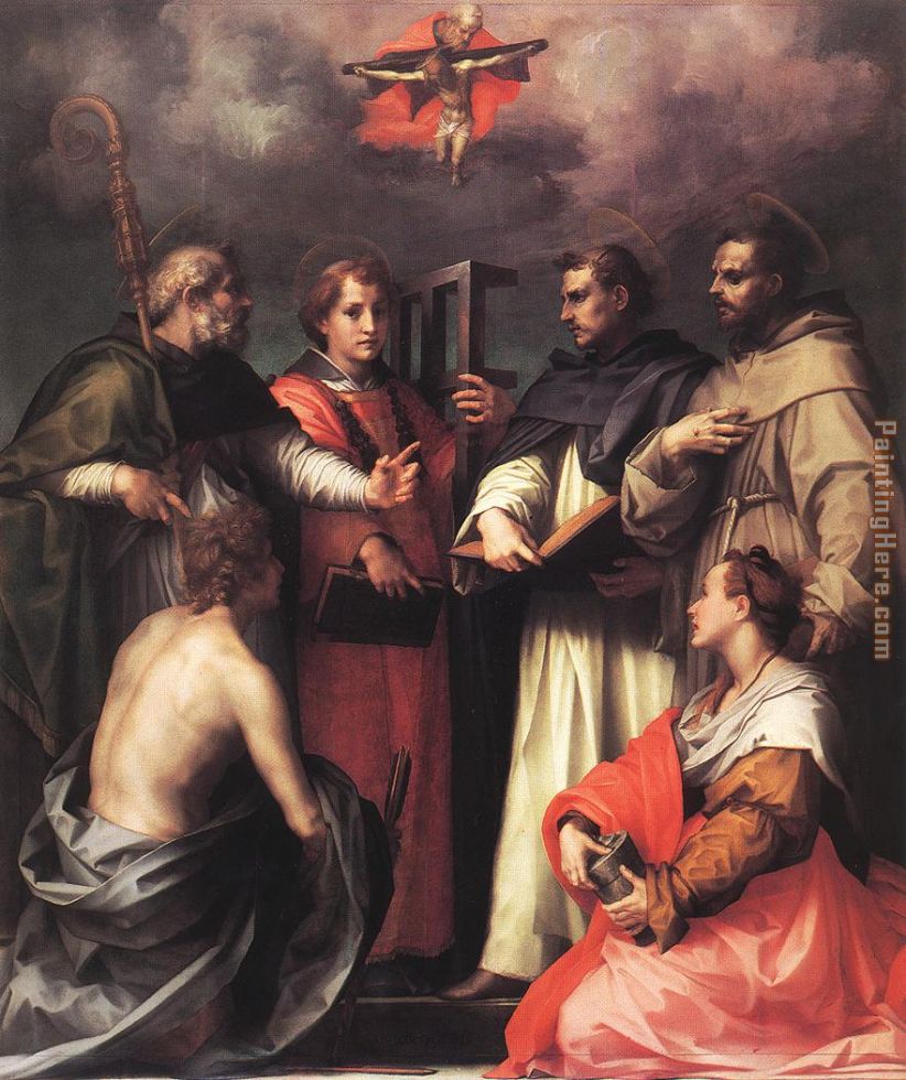 Disputation over the Trinity painting - Andrea del Sarto Disputation over the Trinity art painting